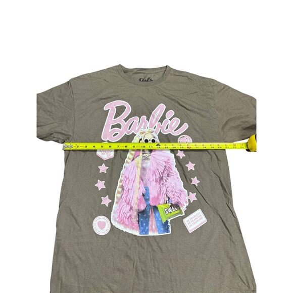 Barbie Women’s Large Graphic Tee – Brown T-Shirt Pink Retro Style Logo Mattel - Picture 3 of 5